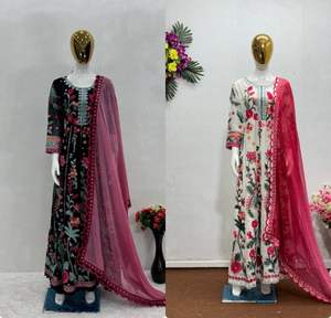 ชุดออกแบบใหม่สำหรับปาร์ตี้ georgette หนักเต็ม Chine งานและเพชรมือทำงานด้านบนและกางเกงกับ dupatta - Product Image 2