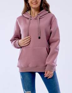 Luxurious Winter <b>Hoodies</b> crafted from warm <b>Sherpa</b> fabric pullover design kangaroo pocket long sleeves elastic ribbed hem cuffs - Product Image 5