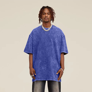 Wholesale Boxy Fit Oversize Drop Shoulder <b>Tshirt</b> 240Gsm Vintage Heavy Mock <b>Neck</b> T-shirt for men - Product Image 1