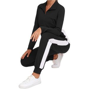 ชุดวอร์มผู้หญิงแบบมีฮู้ด ผ้าฟลีซ น้ำหนักเบา พิมพ์ลาย แขนยาว สำหรับฤดูหนาว 2 ชิ้น ผ้าโพลีเอสเตอร์/คอตตอน สำหรับกิจกรรมกลางแจ้ง - Product Image 4