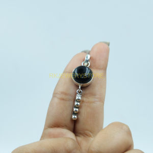 Colgante de Piedra Preciosa de Ónice Negro Natural, Cabujón Redondo, Plata de Ley 925, Colgante con Cuentas, Joyería para Regalo de Aniversario para Mujer - Product Image 2