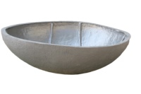Pot de jardin ovale de luxe moderne KNT en FRP gris, finition sculptée à la main, incassable, pour plantes d'extérieur, fleurs/arbres vertes