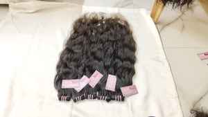South Indian Brazilian Remy Kinky Straight Raw Unprocessed Bulk <b>Braiding</b> <b>Hair</b> Bundles Machine Double Weft Natural <b>Color</b> Natural - Product Image 4