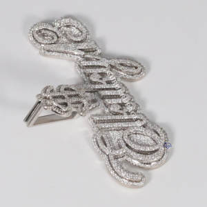 Pendentif en or blanc 14 carats exclusif, diamant de laboratoire taille brillant, clarté VVS, style hip-hop, design glacé, unisexe, glamour, fête - Product Image 6