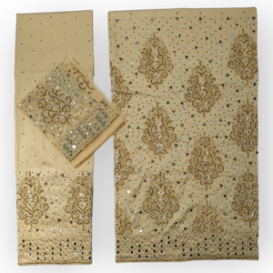 Collection de luxe 2.5 + 2.5 mètres ensemble or lourd multi-stroned perlé fleur travail soie George robe respirant pour l'été printemps - Product Image 3