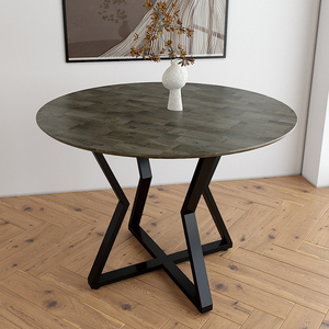 Juego de Mesa de Comedor Redonda Vera de 100 cm, Madera de Caucho Ensamblada con Patas de Hierro con Recubrimiento en Polvo, Extensible para Uso en Bares Domésticos - BA68044 - Product Image 2