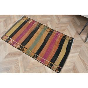 2.2x3.7 ft Kilim Rug, Vintage Turkish Rug, Brown <b>Yellow</b> Floral Rug - Product Image 5