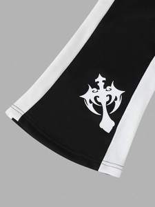 Camiseta gráfica gótica personalizada y conjunto de Jogger acampanado, ropa de calle de dos piezas en contraste con cordón en la cintura, ropa de estilo urbano - Product Image 6