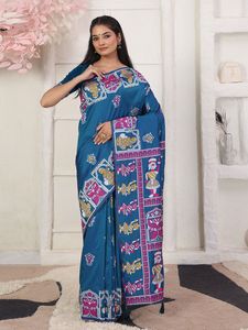 Beau saree formel pour femmes en mélange de soie lourde pour les occasions de fête-Prêt à porter - Product Image 3