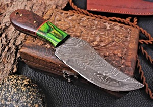 Cuchillo de acero de hoja fija de Damasco forjado por encargo, cuchillo de caza para acampar con funda, soporte OEM, cuchillo de Camping al por mayor - Product Image 2