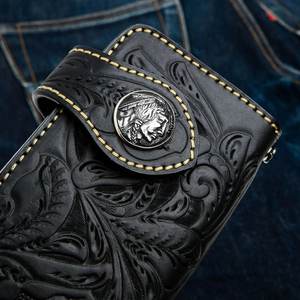 Portefeuille Long à chaîne pour motard, Mini chaîne, en cuir de vache, Logo personnalisé gaufré, Premium, - Product Image 2