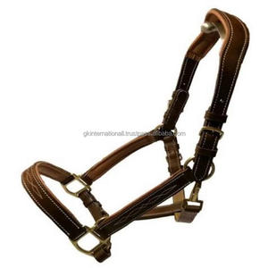 Havana Brown Cow Softy Padded Fancy Stitched Anatomical Leather Horse Halter with Double <b>Adjustable</b> Brass Buckle & <b>Ring</b> All <b>Size</b> - Product Image 4