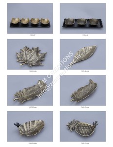 Plat de service en aluminium Art Déco, style feuille, artisanal, plateau décoratif pour la vente du Ramadan - Product Image 2