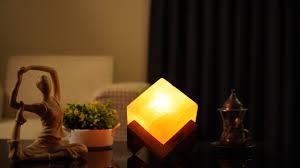 Square Box Shape Himalayan Salt Lamp Carved <b>Natural</b> Salt with Wooden Base for <b>Calm</b> Ambience - Product Image 4