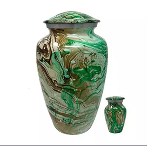 Urne de crémation en aluminium de qualité supérieure avec émail de couleurs mélangées, cendres commémoratives imprimées, urne Durable de style moderne - Product Image 1