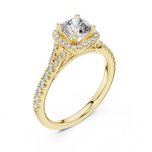 14K White Gold Stud <b>Ring</b> with <b>Cushion</b> & Round Lab-Grown Diamonds | New Grown Diamond - Product Image 3