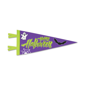 Banderín de truco o trato de Halloween personalizado, bandera triangular con fantasma, calabaza, tela de araña, impresión, decoración de fiesta, OEM, venta al por mayor - Product Image 2