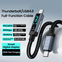 Câble Type C 240W 80 Gbps 8K 16K 60 Hz Transfert Rapide Câbles de Données Vidéo 4K avec Affichage Numérique USB4.0 Gen3 pour Ordinateur Portable et Téléphone