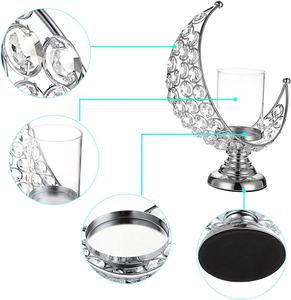 Bougeoir en métal argenté de conception unique cristal de forme de lune entourant pour mariage table de noël décorative autre bougie - Product Image 3