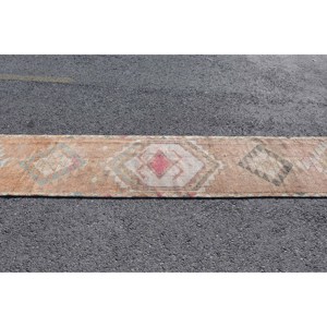 Turkish Rug, 2.5x12.8 ft <b>Runner</b> Rug, Brown <b>Red</b> Herki Wool Rug - Product Image 3