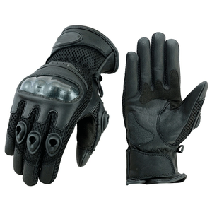 Men's Summer Air Vent Motorbike Mesh Textile & Leather Gloves Motorcycle Auto Racing Wear Genuine Pure Black Gloves For Men - Product Image 1
