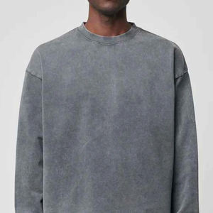 2024 camisetas de lana de algodón de alta calidad para hombres logotipo personalizado manga completa 100% ropa de algodón de punto - Product Image 2