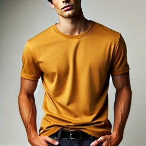 Vente en gros Logo de marque personnalisé 100% coton col roulé manches courtes respirant coupe régulière décontracté hommes t-shirts vierges - Product Image 3