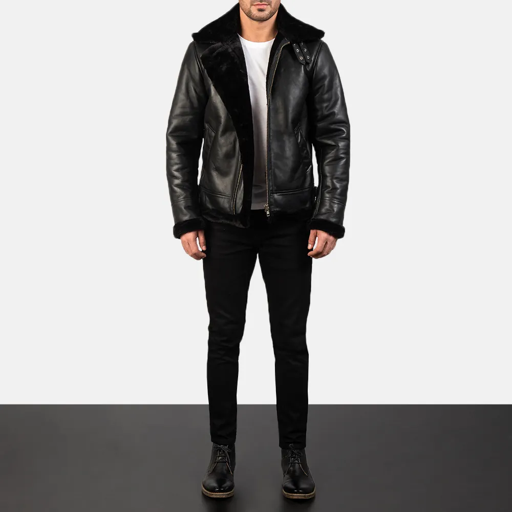 Winter Leather Warming Black Leather Coats Quality Black Fur Men's Bomber Jacket Fleece Jackets Men