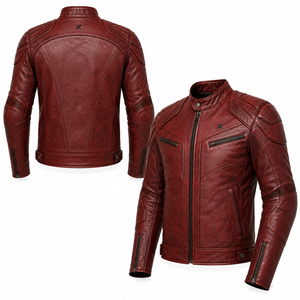 Veste de moto en cuir avec protection des épaules et des coudes |   Noir Bourgogne Vert |   Fabricant OEM ODM |   Qualité de conception haut de gamme | - Product Image 2