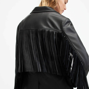 Chaqueta de PU de piel de oveja auténtica ajustada para mujer, ropa de calle larga, prendas de vestir exteriores informales, decoración a rayas, transpirable, venta al por mayor - Product Image 3