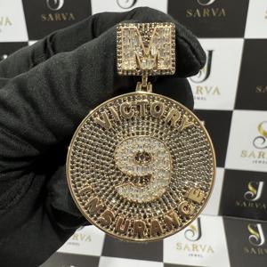 Pendentif en argent 925 plaqué or rose, grand pendentif hip-hop, entièrement serti de diamants en moissanite VVS personnalisés pour hommes - Product Image 5