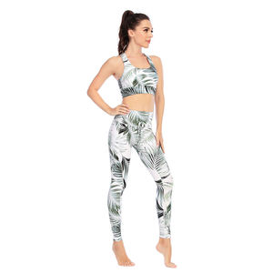 Conjunto de Yoga para mujer hecho a medida de calidad superior transpirable último diseño transpirable cintura elástica cierre frontal logotipo impreso - Product Image 3
