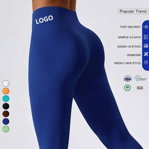 OEM Mujeres Leggings de gimnasio sin costuras Acanalado Push-Up Yoga Pantalones de cintura alta Atlético Fitness Medias 2025 - Product Image 1