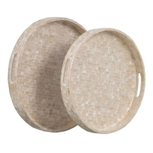 Morden Style High End Mother of Pearl <b>Serving</b> <b>Trays</b> Handmade Mother of Pearl Inlaid <b>Round</b> <b>Trays</b> for Decoration - Product Image 2