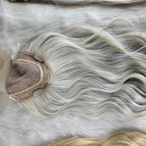 Topper de cheveux européen personnalisé en cheveux vierges Remy pour femmes, mono fin, double trame, prêt pour la permanente, à fixer par ruban adhésif, cheveux teints - Product Image 3