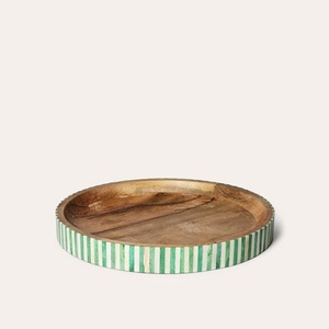 ถาดเสิร์ฟช็อคโกแลตทันสมัยถาดไม้ทรงกลมทำด้วยมือมีลายซับในกระดูกสำหรับเสิร์ฟและให้เป็นของขวัญ - Product Image 1