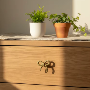 Antique Gold <b>Bow</b> Cabinet Knob Decorative Iron Drawer <b>Pull</b> Vintage Wardrobe Handle Rustic Furniture Knob for Home Decor - Product Image 1