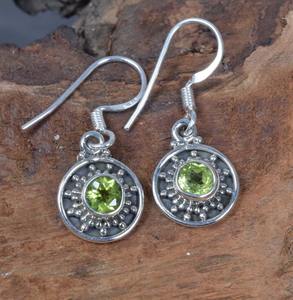 Pendientes de piedras preciosas de peridoto para niñas, moda Simple 925, pendientes de plata de ley sólida para mujeres y niñas, pendientes, joyería de plata - Product Image 3