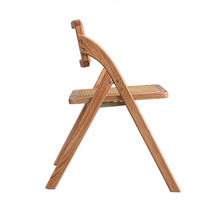 Chaise de salle à manger pliable Ecoseat Bois de teck naturel rotin atelier profondeur chaude connecteur rustique protection expert poignée en tissu - Product Image 2