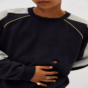 เสื้อสเวตเตอร์คอกลมแขนยาวสำหรับผู้ชายเสื้อคอตตอน100% คอกลมผ้าฟลีซแขนยาวผ้าฝ้ายฟอกสีลายวินเทจโอเวอร์ไซส์ - Product Image 4