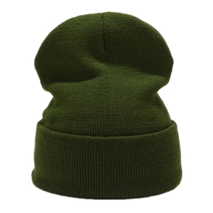 Reasonable 2026 Best Unisex Olive Green Beanie Hat 100% Acrylic Knitted <b>Winter</b> Casual for Adults Solid Color Cuffed Design - Product Image 1