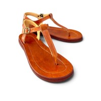Sandales plates décontractées en cuir véritable marron à bride en T, fermeture à boucle, légères, bout ouvert, couleur unie, unisexe, printemps-été, pour l'extérieur, semelle intermédiaire