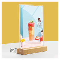 Promotion : Présentoir en acrylique A4, A5, A6, vertical/horizontal, vierge, avec base en bois pour magasin, bureau, événement