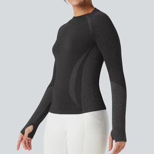 Chemises de sport sans couture pour femmes, hauts d'entraînement à manches longues, hauts de yoga à séchage rapide, légers, respirants, écologiques - Product Image 3