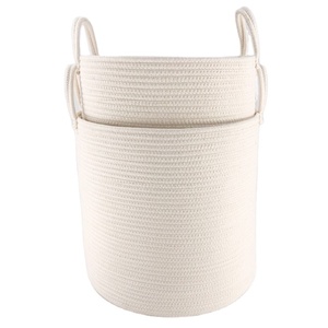 Cotton rope Storage Baskets Multifunction Sustainable with handles basic foldable hanging basket Home Furniture Containers