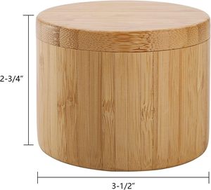 2 Pack <b>Bamboo</b> Salt and Pepper Holder Box Spice Jars Spice <b>Containers</b> Seasoning Storage Box with Swivel Lid and Magnet Lock - Product Image 2
