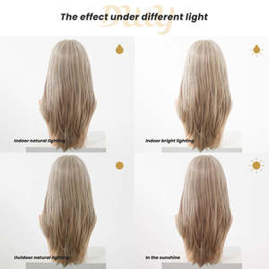 วิกผมสังเคราะห์สีบลอนด์ตรงแบบมีเลเยอร์  รุ่น Adeline- DWY 134  พร้อมเชือกผูกแบบโปร่งใส  สามารถปรับแต่งทรงได้ - Product Image 5