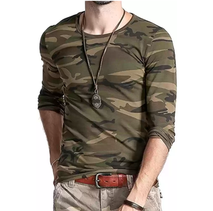 T-shirts camouflage personnalisés pour hommes, coupe classique, OEM, haute qualité, tissu tricoté 100% coton, coupe ajustée, respirants - Product Image 5