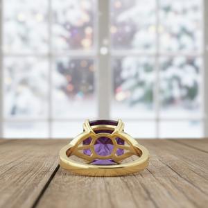 Anillo Minimalista Cristiano de Plata de Ley 925 para Mujer, Amatista, Chapado en Oro de 18K, Engaste de Puntas, Certificado por Terceros - Product Image 6