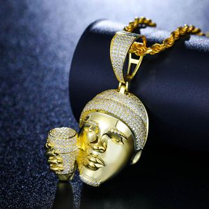 S925 Moissanite rapero cabeza colgante con taza - Product Image 4